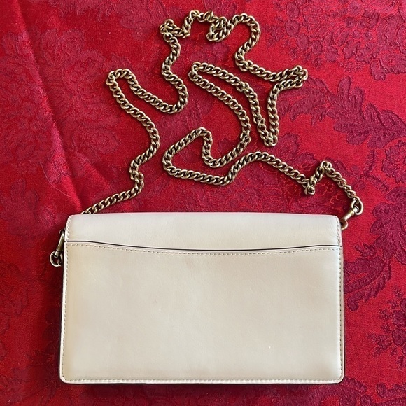 Brand New Genuine Leather Coach Chalk Flower Metal Studded Chain Crossbody Purse - Picture 8 of 16